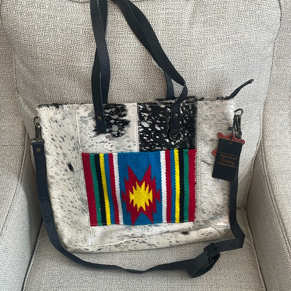 Cowhide tote bag, concealed carry